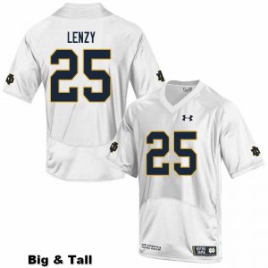 Notre Dame Fighting Irish Men's Braden Lenzy #25 White Under Armour Authentic Stitched Big & Tall College NCAA Football Jersey GND4499VE